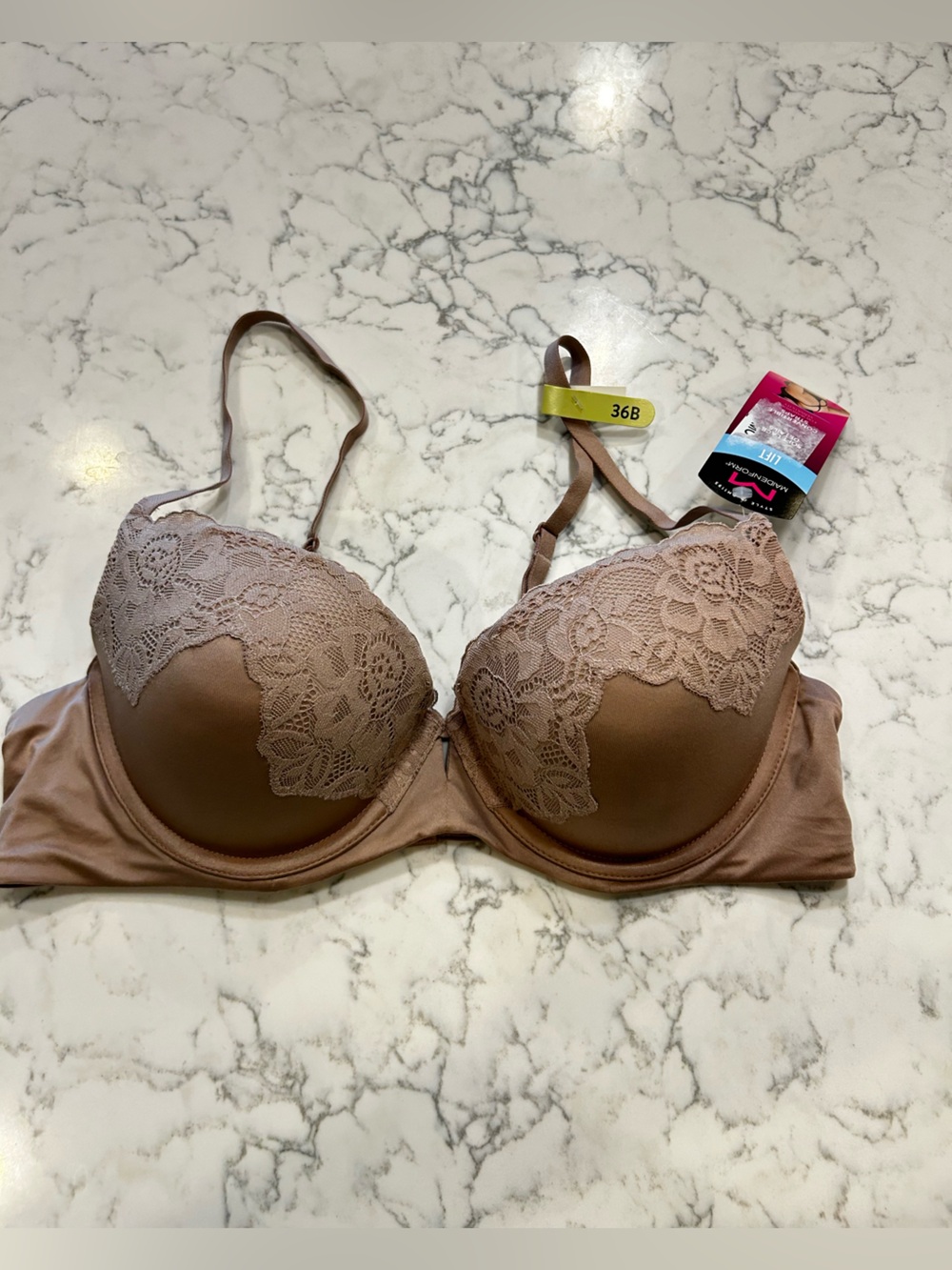 NWT Maidenform Beige Lift Convertible Strap Lace Detailed Bra Size 36B